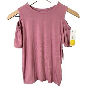 Bailey Lane Girls Size M 8-10 Pink Cold Shoulder Top Comfortable Casual